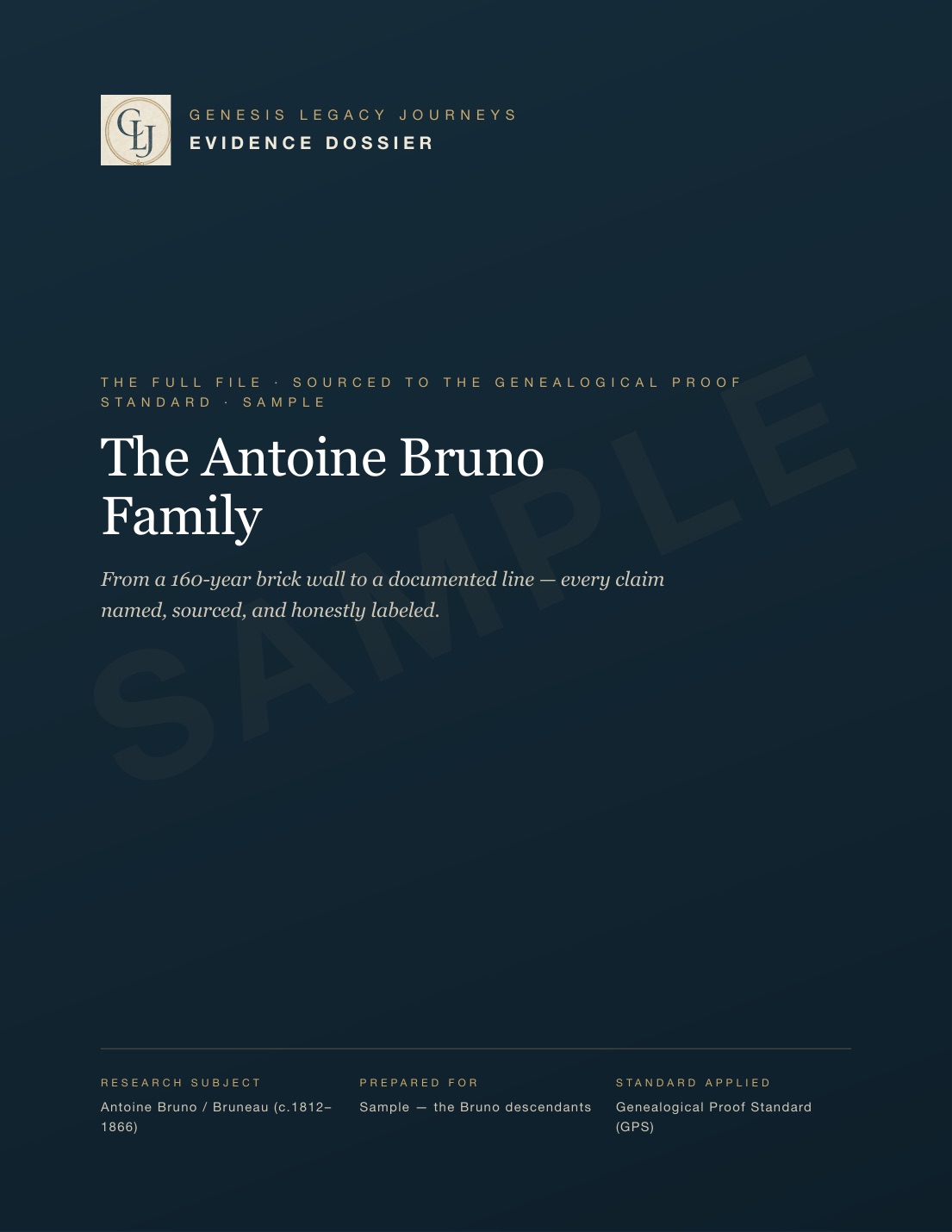 Sample Evidence Dossier report — cover page