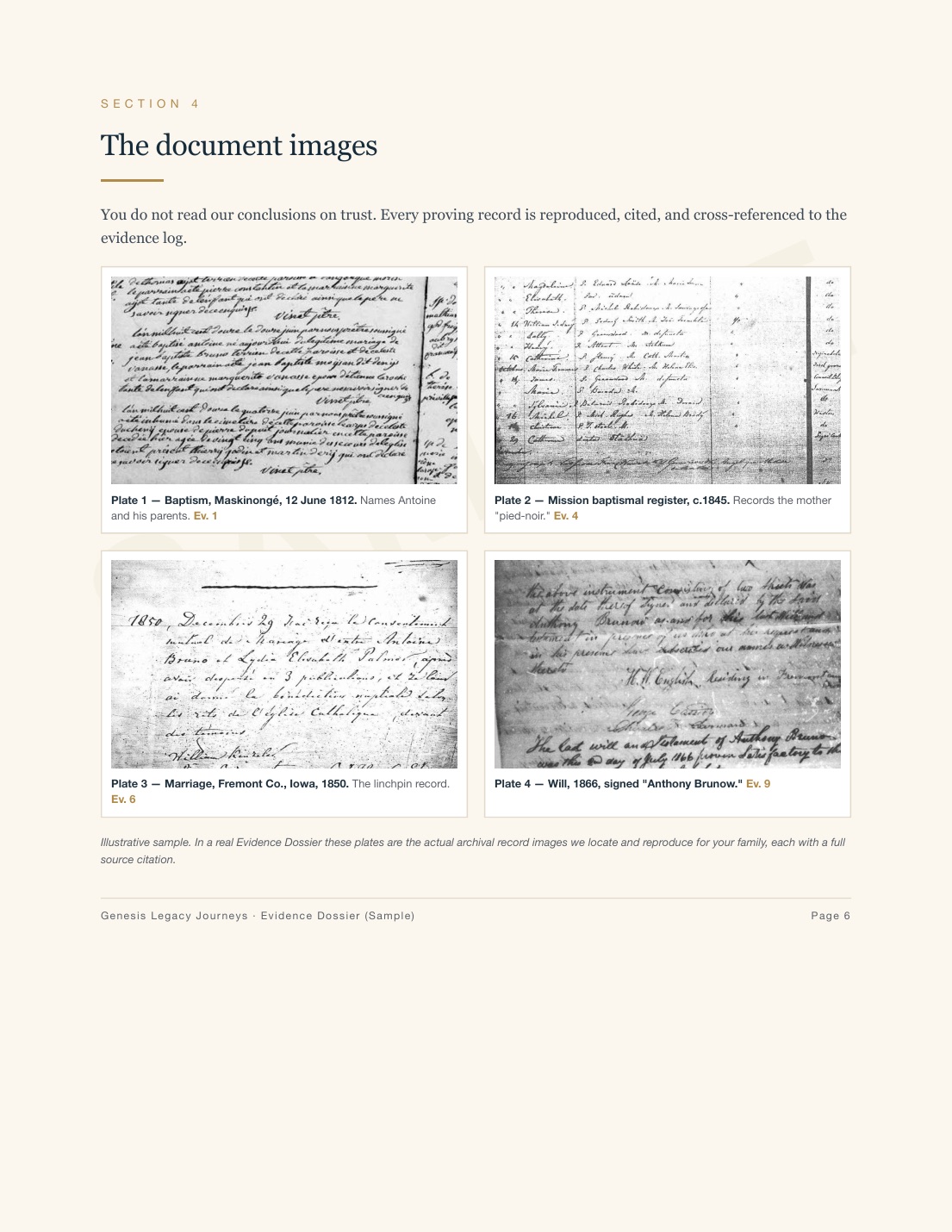 Sample Evidence Dossier report — document images page