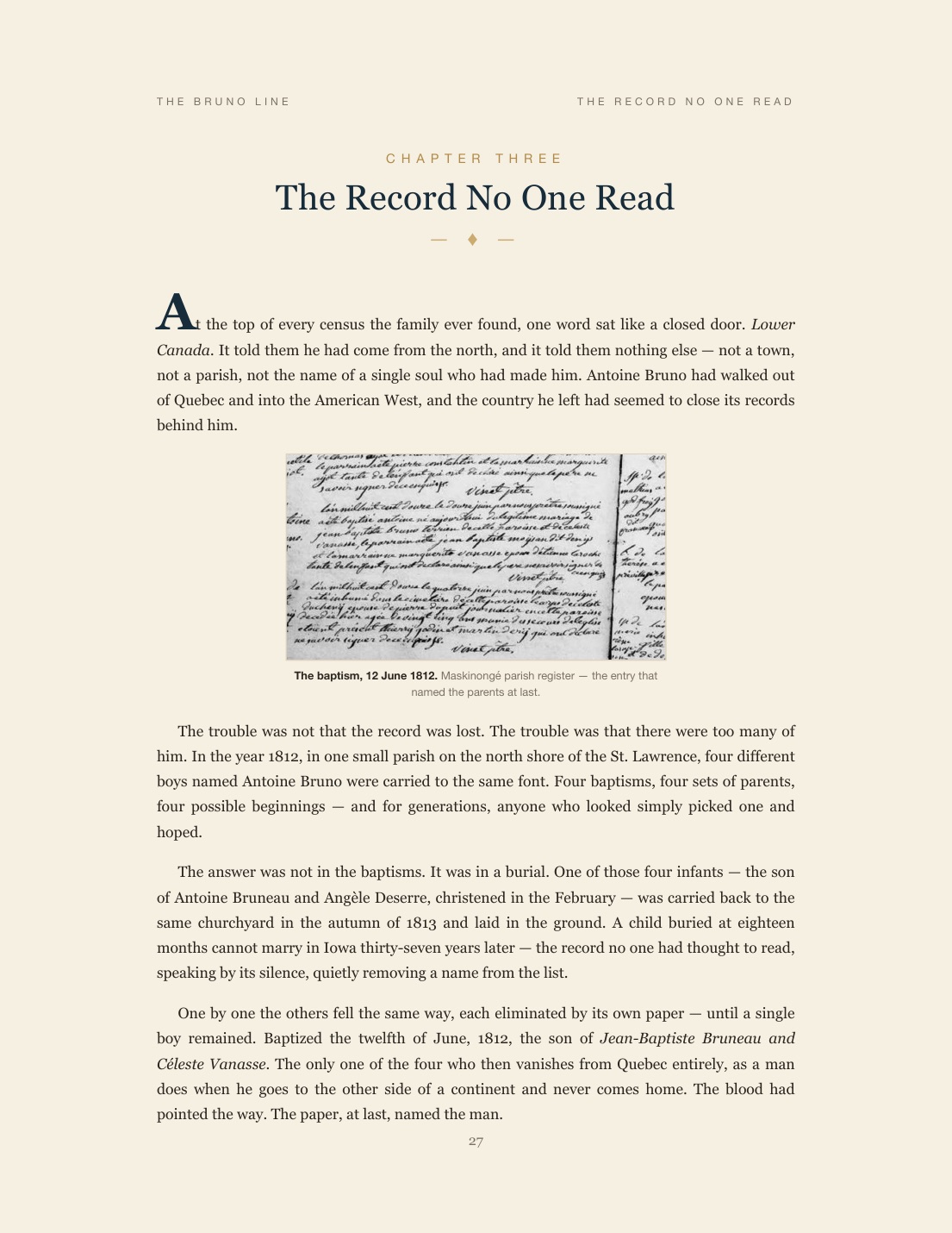 Sample bound Family History — chapter page