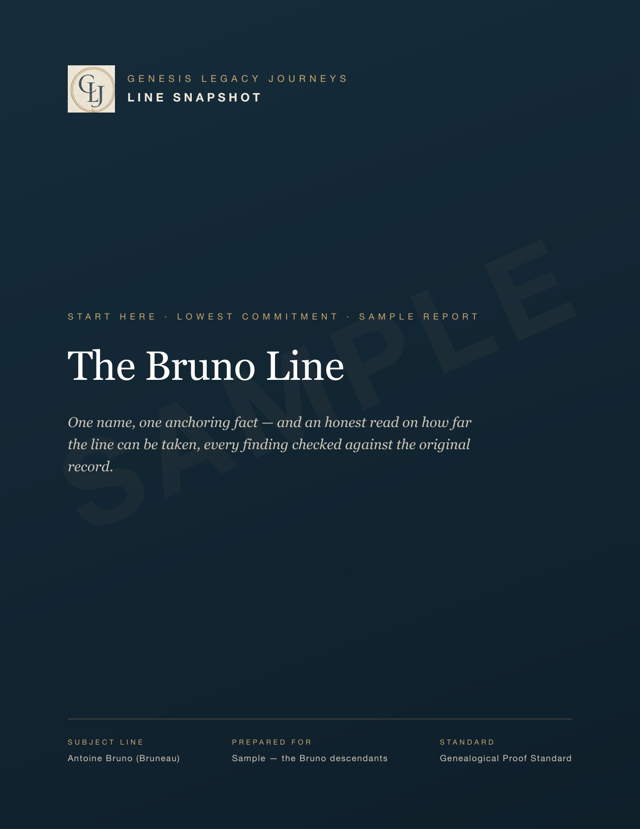 Sample Line Snapshot report — cover page
